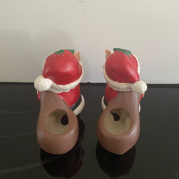 VINTAGE pair HANDMADE CERAMIC Winking SANTA CLAUS Candlesticks - Picture 10 of 10